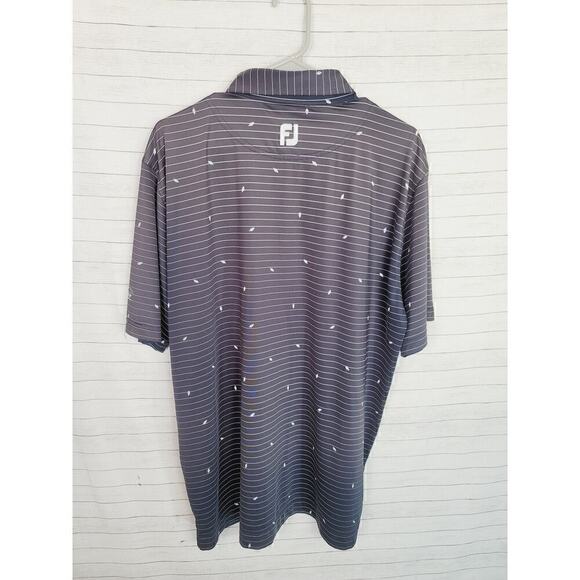 FOOTJOY GRAY STRIPE W LEAF DETAIL GOLF POLO, SZ XL - Picture 9 of 13